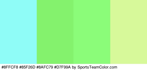 #8FFCF8 #85F26D #8AFC79 #D7F99A Colors