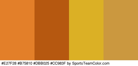 #E27F28 #B75810 #DBB025 #CC983F Colors