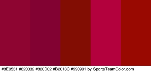 #8E0531 #820332 #820D02 #B2013C #990901 Colors