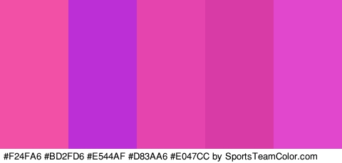 #F24FA6 #BD2FD6 #E544AF #D83AA6 #E047CC Colors