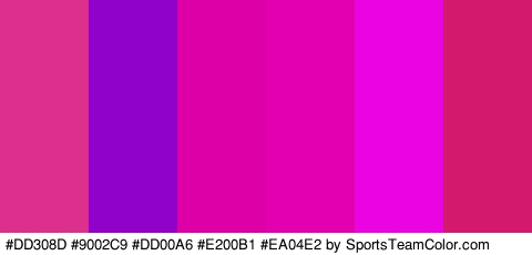 #DD308D #9002C9 #DD00A6 #E200B1 #EA04E2 #D3196D Colors