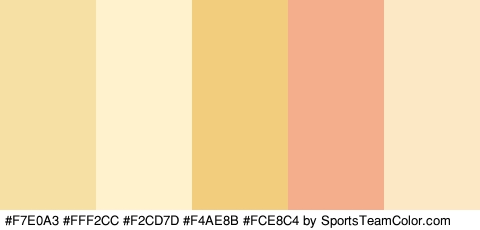 #F7E0A3 #FFF2CC #F2CD7D #F4AE8B #FCE8C4 Colors