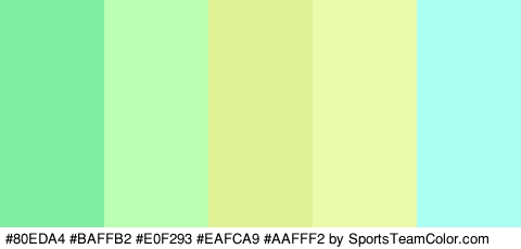 #80EDA4 #BAFFB2 #E0F293 #EAFCA9 #AAFFF2 Colors