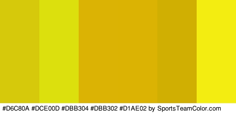 #D6C80A #DCE00D #DBB304 #DBB302 #D1AE02 #F4ED11 Colors