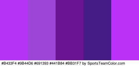 #B433F4 #9B44D6 #691393 #441B84 #BB31F7 Colors