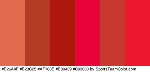 #E26A4F #B23C25 #AF160E #E80439 #C93830 #ED172D Colors