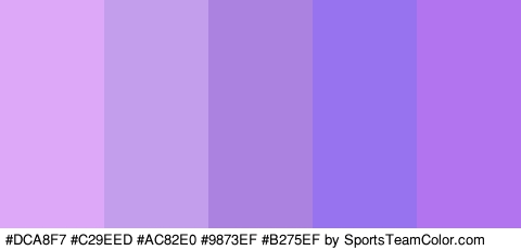 #DCA8F7 #C29EED #AC82E0 #9873EF #B275EF Colors