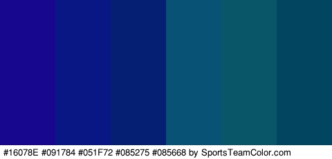 #16078E #091784 #051F72 #085275 #085668 #014560 Colors