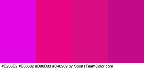 #E206E2 #E80682 #D80D83 #C40989 Colors