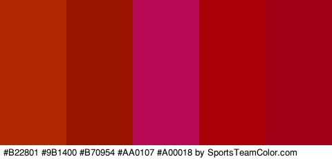 #B22801 #9B1400 #B70954 #AA0107 #A00018 Colors