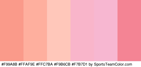 #F99A8B #FFAF9E #FFC7BA #F9B6CB #F7B7D1 #F48493 Colors