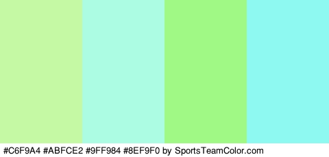 #C6F9A4 #ABFCE2 #9FF984 #8EF9F0 Colors