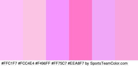 #FFC1F7 #FCC4E4 #F496FF #FF75C7 #EEA8F7 #F7A5DC Colors