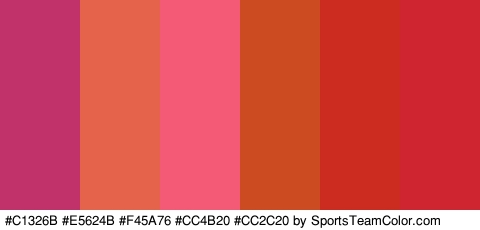 #C1326B #E5624B #F45A76 #CC4B20 #CC2C20 #CE2530 Colors