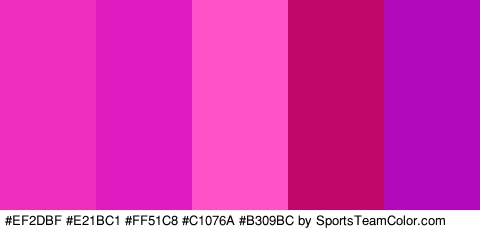 #EF2DBF #E21BC1 #FF51C8 #C1076A #B309BC Colors