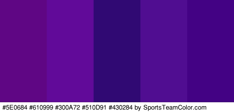 #5E0684 #610999 #300A72 #510D91 #430284 Colors