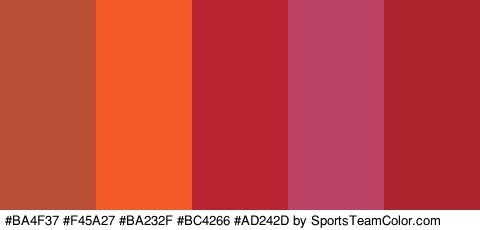 #BA4F37 #F45A27 #BA232F #BC4266 #AD242D Colors