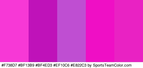 #F738D7 #BF13B9 #BF4ED3 #EF10C6 #E822C3 Colors