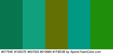 #07754E #10A07E #637003 #019984 #1F8E0B Colors