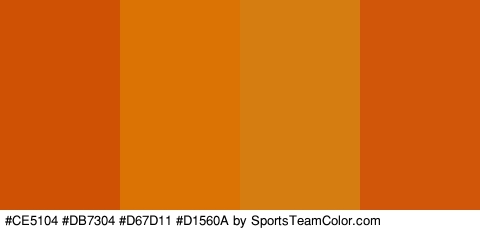 #CE5104 #DB7304 #D67D11 #D1560A Colors