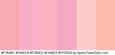 #F7AAB1 #F9AEC9 #FCB3C0 #F4A8C4 #FFCDC9 #F9B9AC Colors