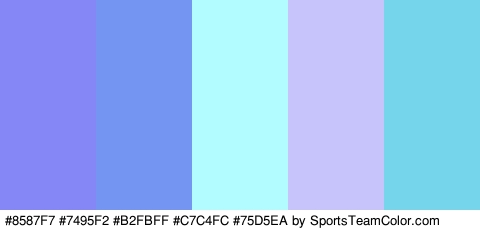 #8587F7 #7495F2 #B2FBFF #C7C4FC #75D5EA Colors