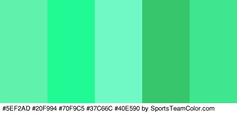 #5EF2AD #20F994 #70F9C5 #37C66C #40E590 Colors