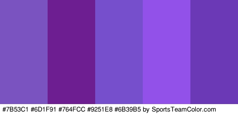 #7B53C1 #6D1F91 #764FCC #9251E8 #6B39B5 Colors