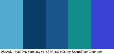 #53A9D1 #083D66 #19528C #118E8C #3744D3 Colors