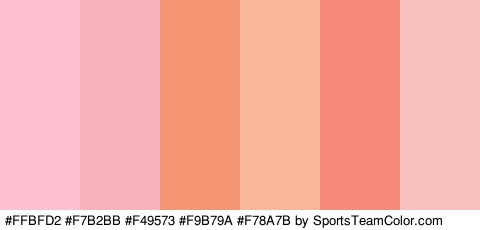 #FFBFD2 #F7B2BB #F49573 #F9B79A #F78A7B #F9C1BD Colors