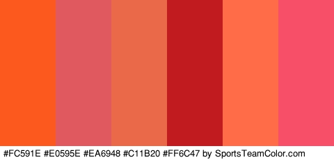 #FC591E #E0595E #EA6948 #C11B20 #FF6C47 #F74F68 Colors