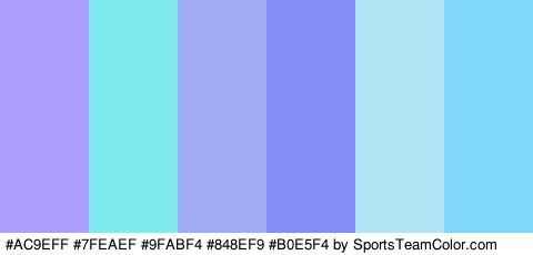 #AC9EFF #7FEAEF #9FABF4 #848EF9 #B0E5F4 #7FD7F9 Colors