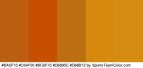 #BA5F10 #C64F00 #BC6F10 #D6890C #D68B13 Colors