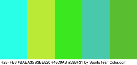 #28FFE6 #BAEA35 #3BE820 #48C9AB #59BF31 Colors