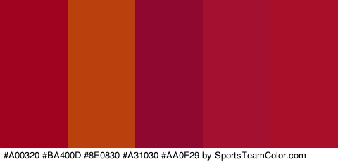 #A00320 #BA400D #8E0830 #A31030 #AA0F29 Colors