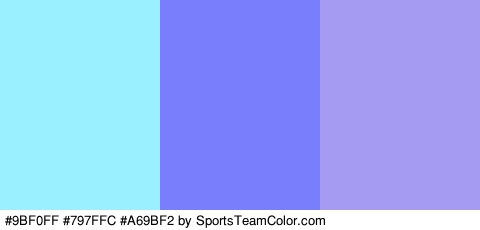 #9BF0FF #797FFC #A69BF2 Colors