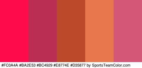 #FC0A4A #BA2E53 #BC4929 #E8774E #D35877 Colors