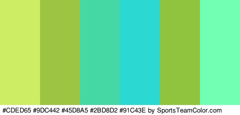 #CDED65 #9DC442 #45D8A5 #2BD8D2 #91C43E #72FFB4 Colors