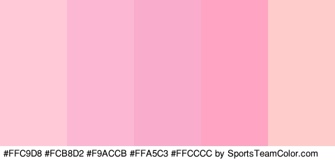 #FFC9D8 #FCB8D2 #F9ACCB #FFA5C3 #FFCCCC Colors