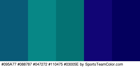 #095A77 #088787 #047272 #110475 #03005E Colors