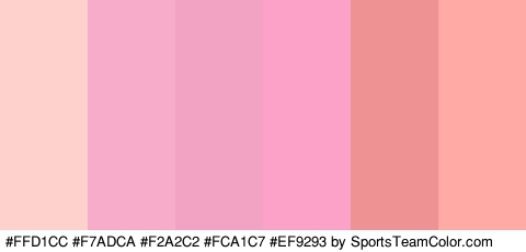 #FFD1CC #F7ADCA #F2A2C2 #FCA1C7 #EF9293 #FFAAA5 Colors