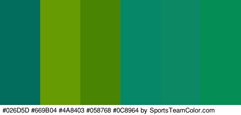 #026D5D #669B04 #4A8403 #058768 #0C8964 #048E55 Colors