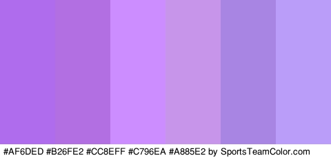 #AF6DED #B26FE2 #CC8EFF #C796EA #A885E2 #BA9DF9 Colors