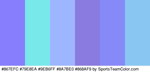 #867EFC #79E8EA #9EB6FF #8A7BE0 #868AF9 #8AC6F2 Colors