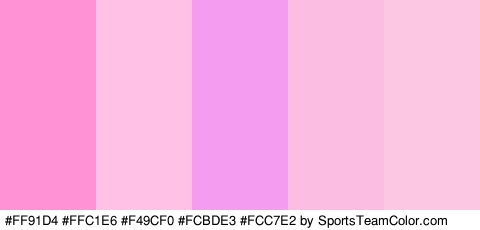 #FF91D4 #FFC1E6 #F49CF0 #FCBDE3 #FCC7E2 Colors