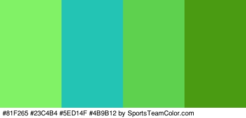 #81F265 #23C4B4 #5ED14F #4B9B12 Colors