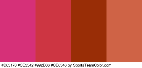 #D63178 #CE3542 #992D06 #CE6346 Colors