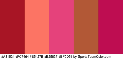 #A81524 #FC7464 #E5427B #B25837 #BF0D51 Colors