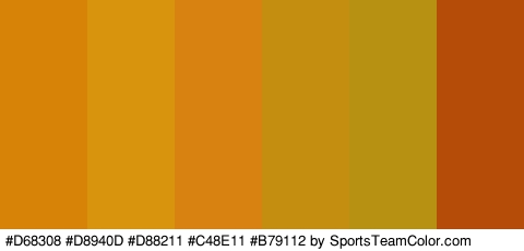 #D68308 #D8940D #D88211 #C48E11 #B79112 #B54D09 Colors