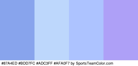 #87A4ED #BDD7FC #ADC3FF #AFA0F7 Colors